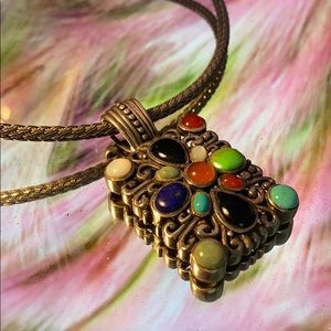 Vintage 925 Indonesia necklace with stone pendant